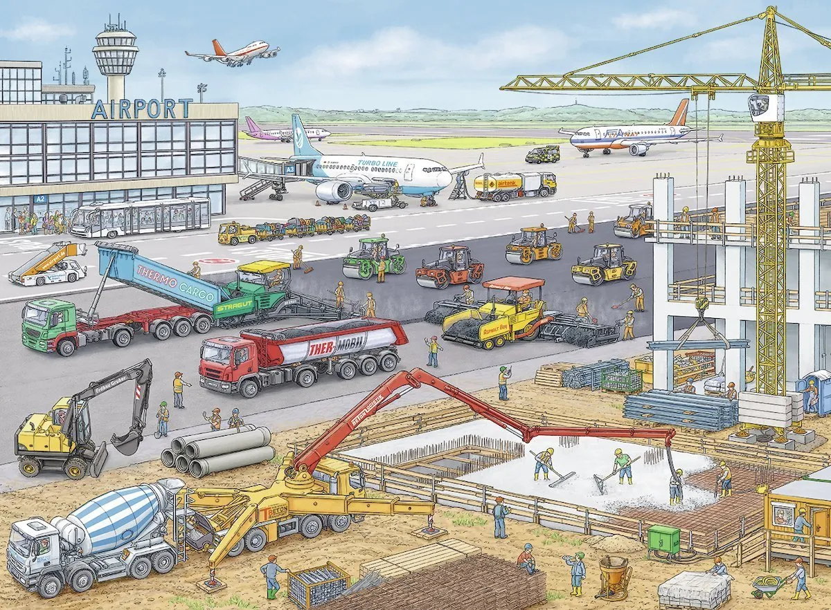 100 Pc Puzzle - Construction At The Airport Educational fun