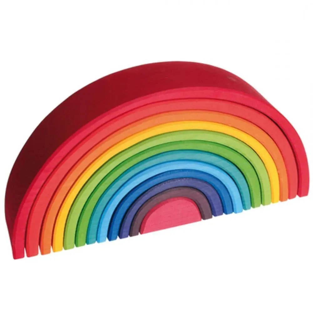 Smart little ones Happy hands 12-Piece Wooden Rainbow Stacking Tunnel