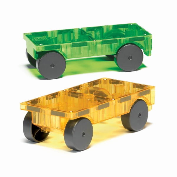 2 Pc Car Green & Yellow Expansion Magnatiles Kid-focused experiences Early learning