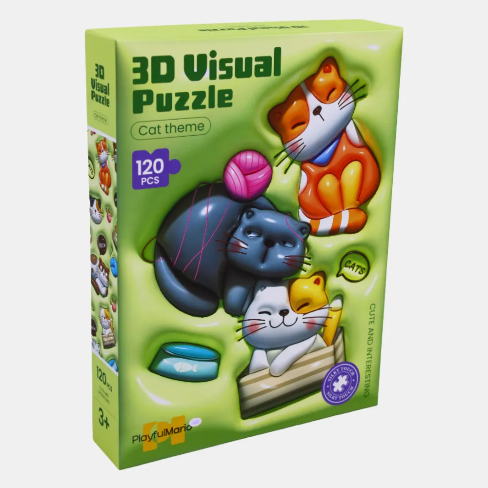 3-D Visual Puzzle - Cat Theme Tiny thinkers Inspiring creativity