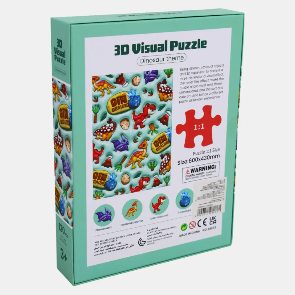 3-D Visual Puzzle - Dinosaur Theme Little builders Busy kids