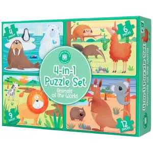 4-In-1 Puzzle Set - Animals Of The World Playful learning