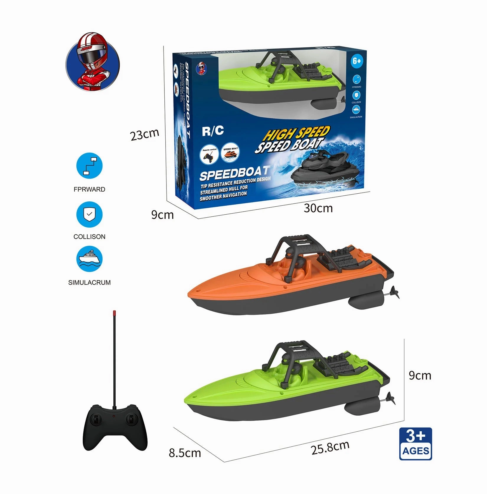 4- Channel Rc Remote Controlled High-Speed Speedboat - Assorted Quiet play for growing minds