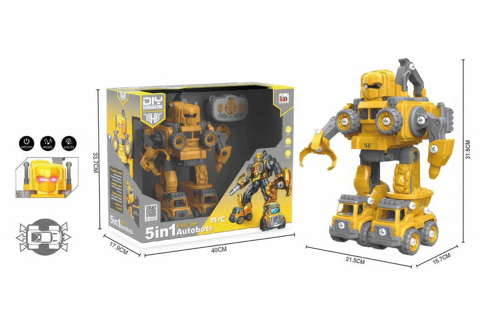 5-In-1 Diy Assemble Deformation R/C Construction Vehicle Fun that fuels growth