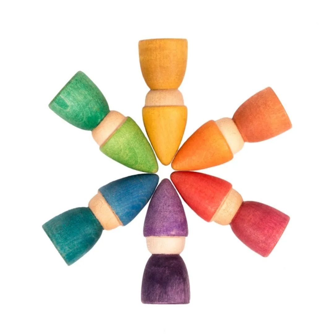 Learn at home Child development 6 Wooden Rainbow Tomten Figures