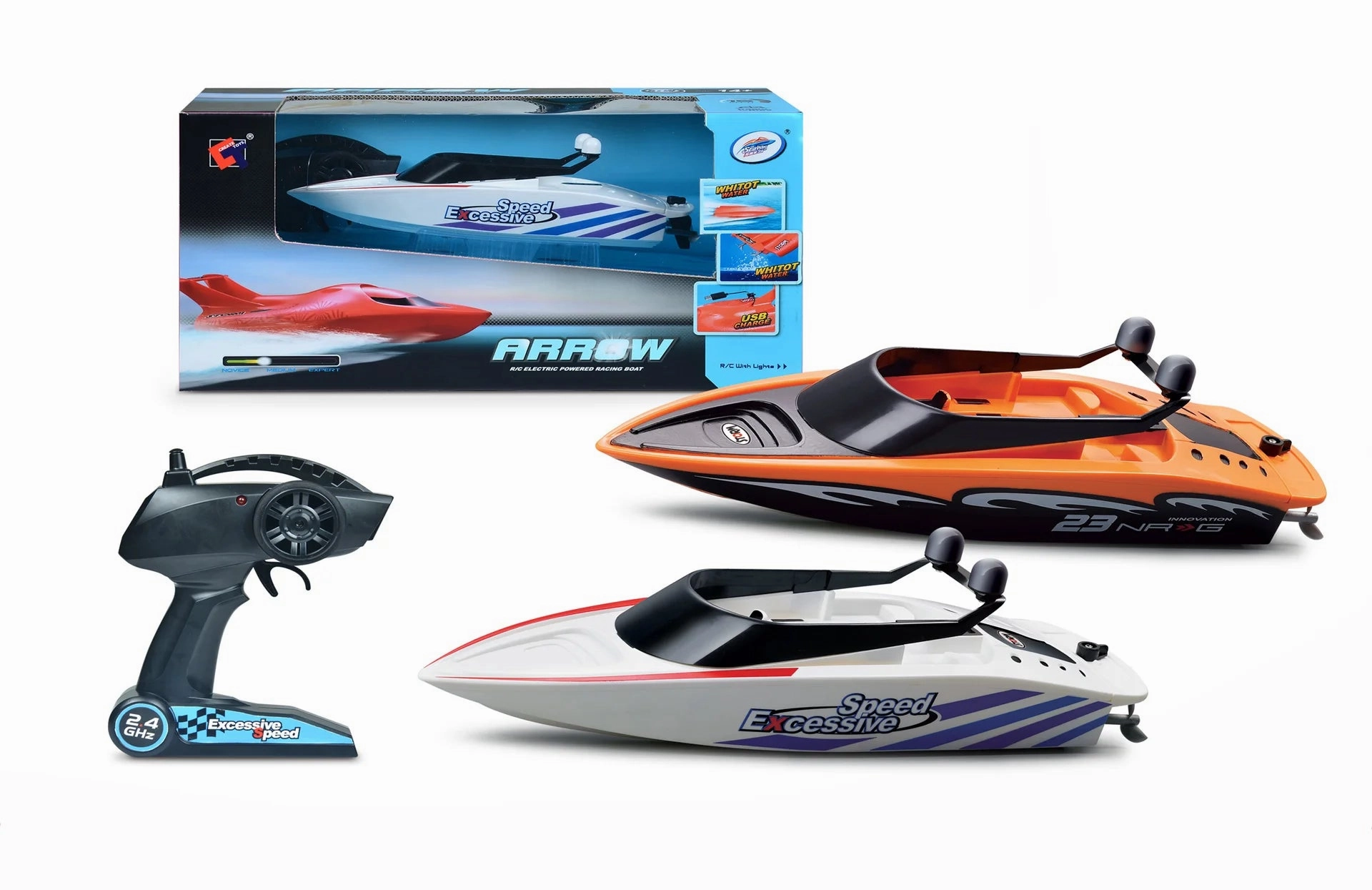'Excessive Speed' Rc Remote Controlled Toy Racing Boat - Assorted Happy hands Learn at home