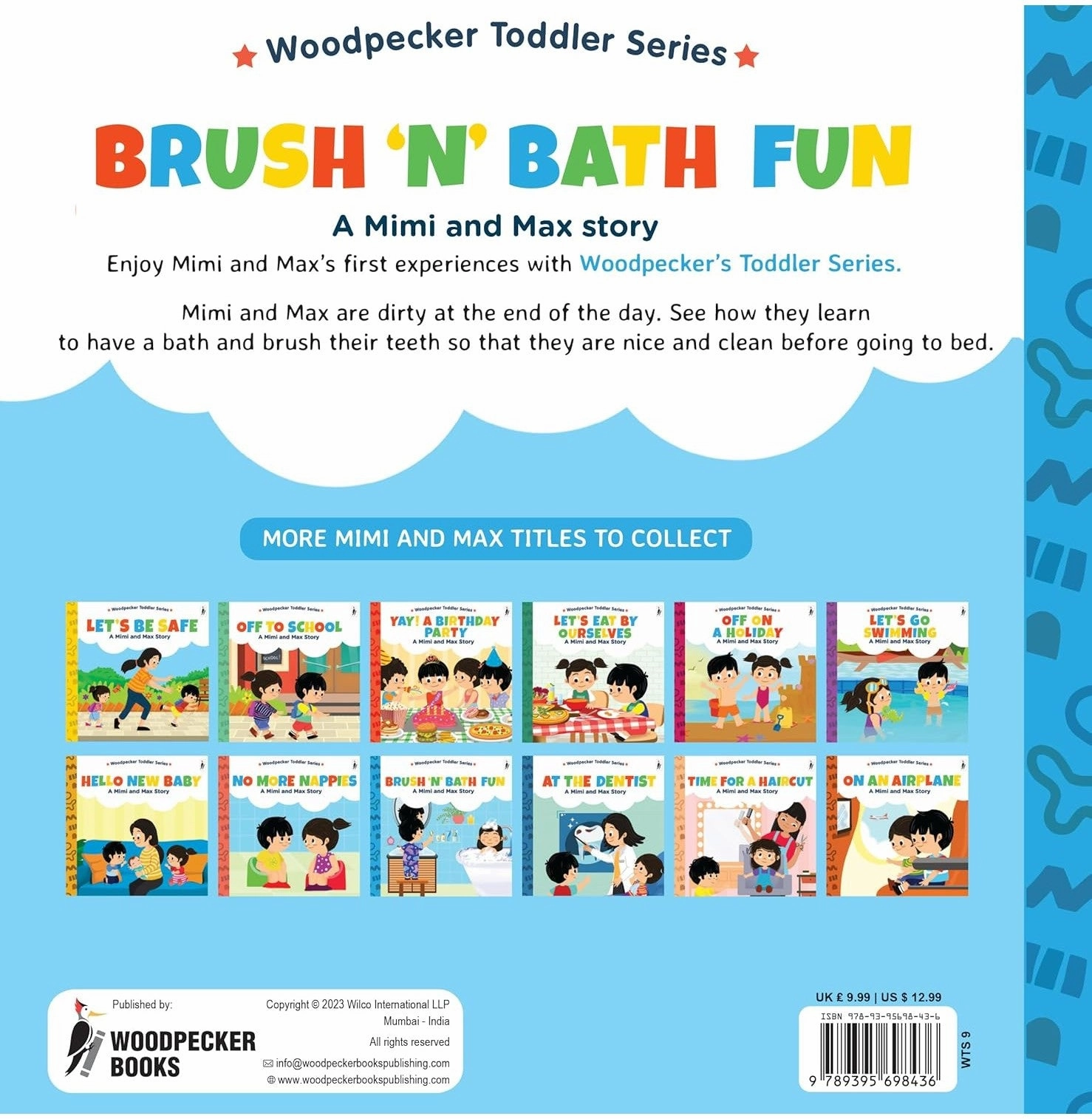A Mimi & Max Story:Brush 'N' Bath Fun Board Book [Hardcover] Woodpecker Books And Wilco International Llp Kid-centered learning Kids discovery tools