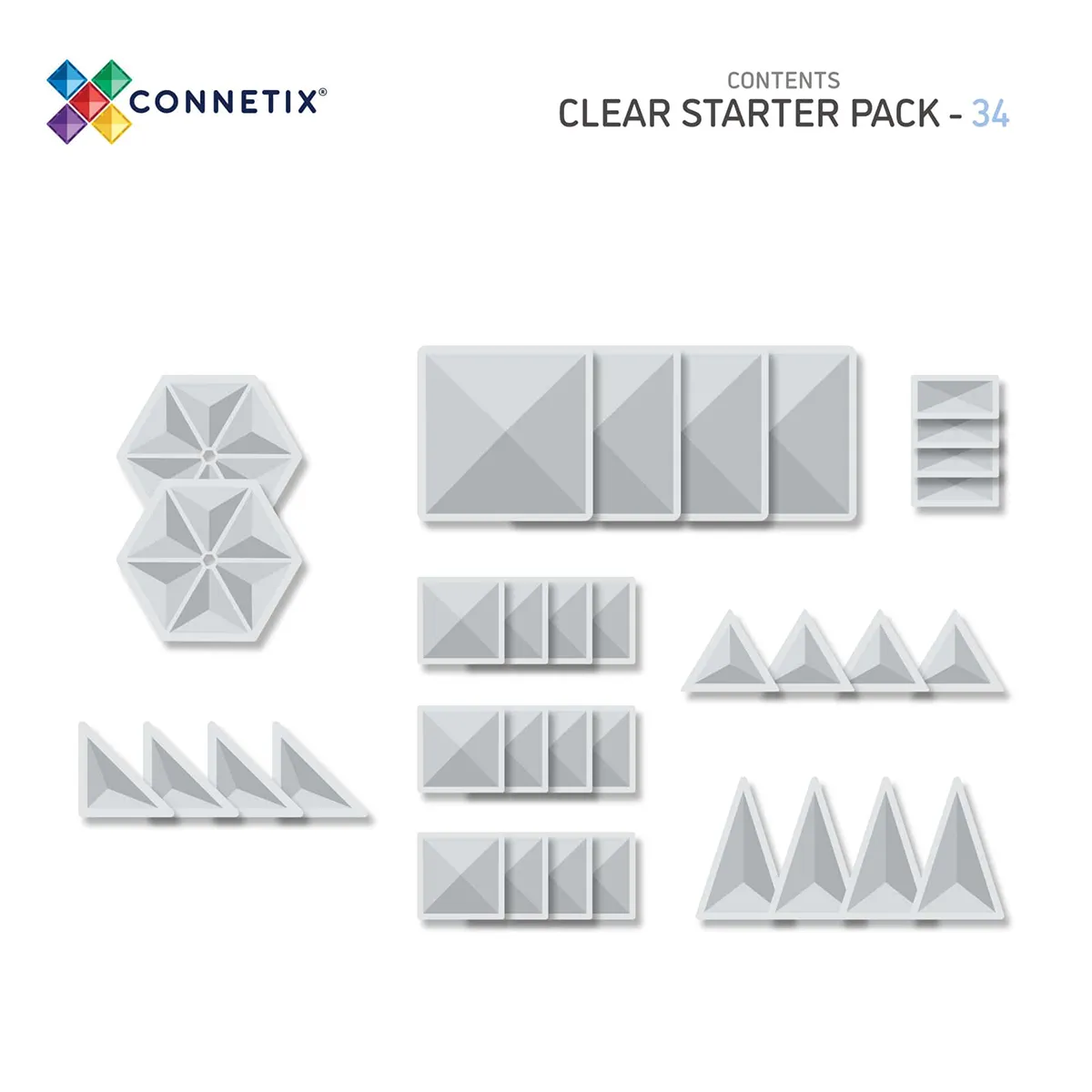 Connetix Clear Starter Pack (34 Pc) Kid-focused experiences Young learners