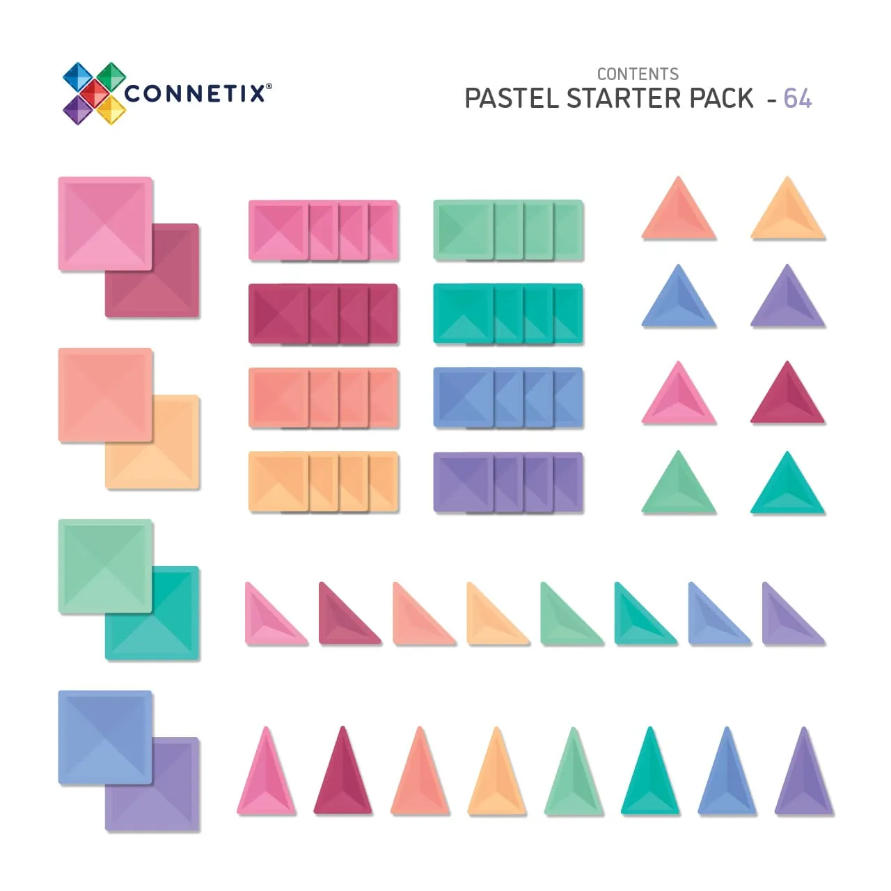 Connetix Pastel Starter Pack (64 Pc) Mindful play Growing minds
