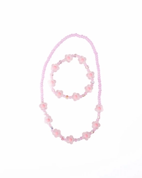 Pink Crystal Blooms Necklace & Bracelet Set Exploration gear
