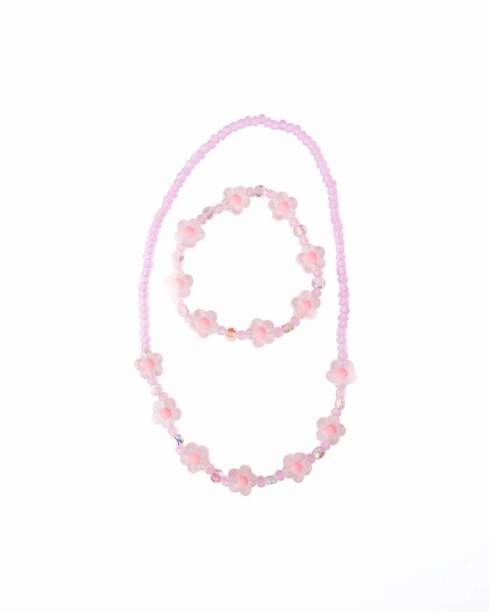 Pink Crystal Blooms Necklace & Bracelet Set Exploration gear