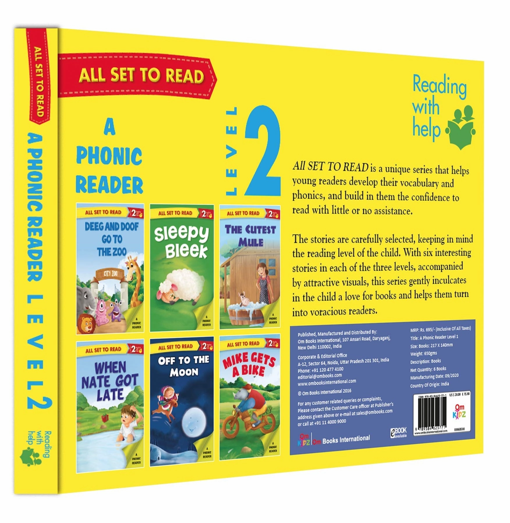 First explorers All Set To Read: Phonic Reading Pack : Simple Long : Vowel Phonic Words : Level 2 : Collection Of 6 Books : Introduction To Phonics : Boxset [Paperback] Om Books International