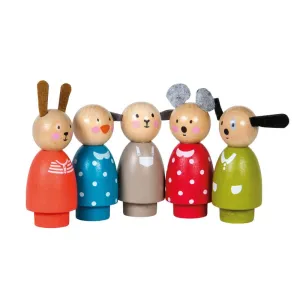 Assorted Wooden Characters - La Grande Famille Young learners Learning fun