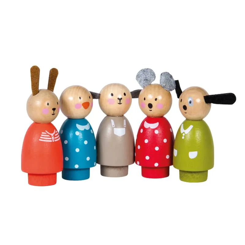 Assorted Wooden Characters - La Grande Famille Young learners Learning fun