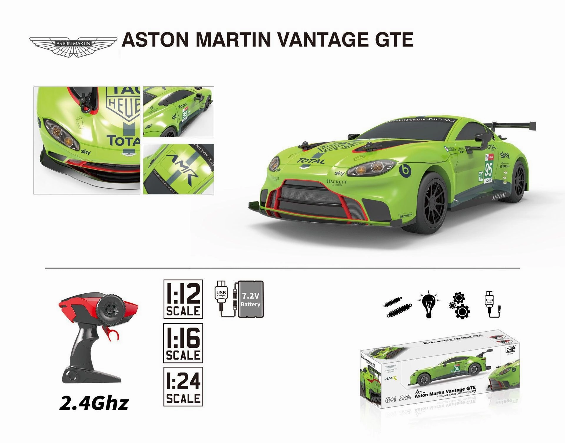 Aston Martin Gte Vantage Officially Licensed Remote Control Car Smart & fun