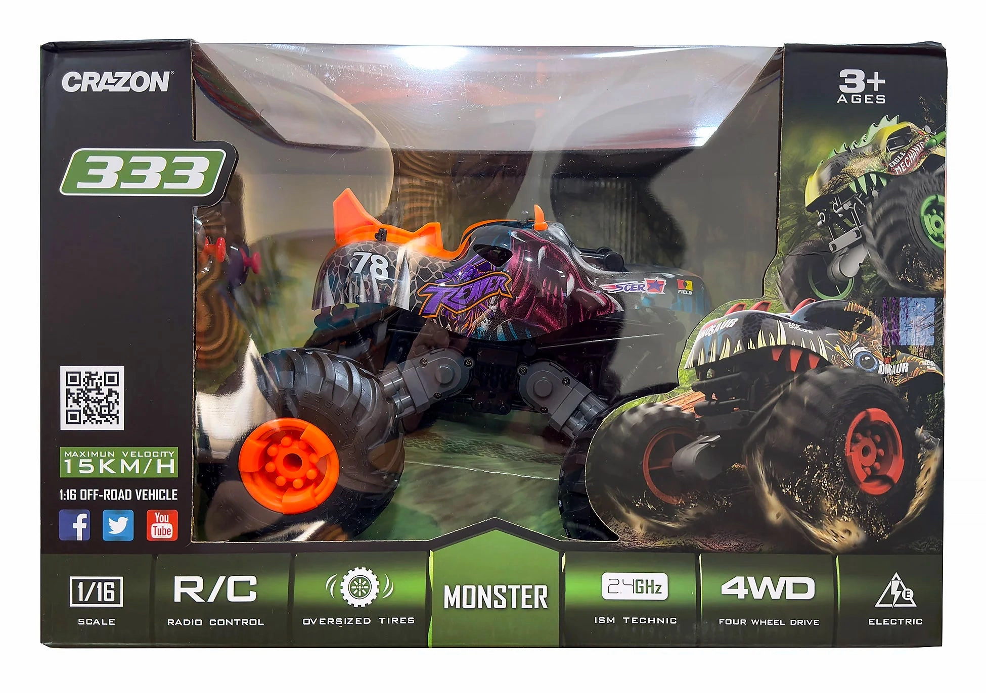 Big Wheel Off-Road Dinosaur Rc Monster Truck - Orange Tiny thinkers Little hands