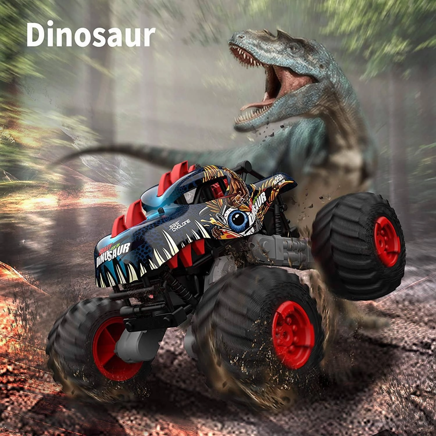 Playroom adventures begin here Nurturing minds Big Wheel Tyrannosaurus Dinosaur Rc Monster Truck - Blue