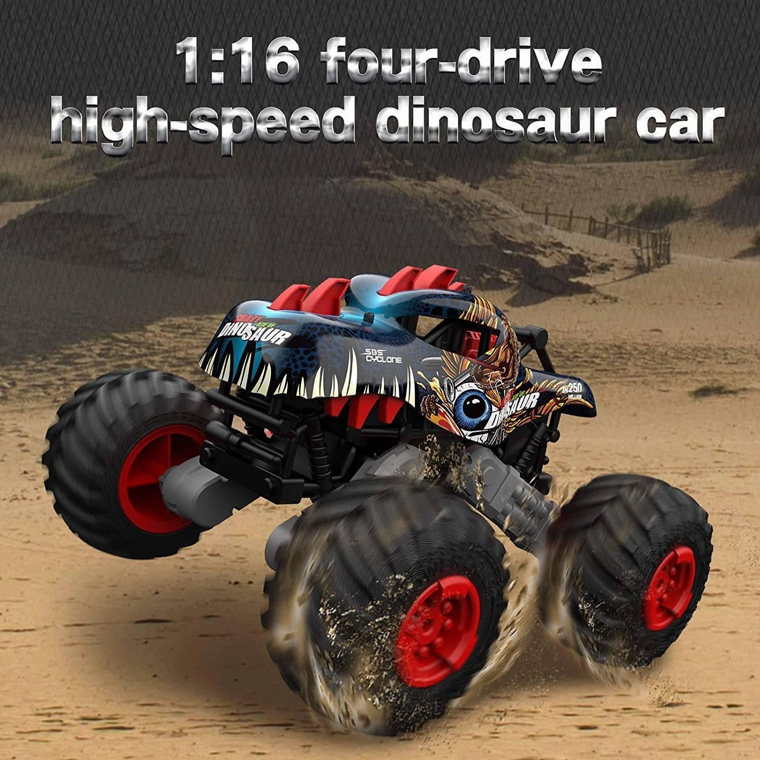 Growing minds Young learners Big Wheel Tyrannosaurus Dinosaur Rc Monster Truck - Blue