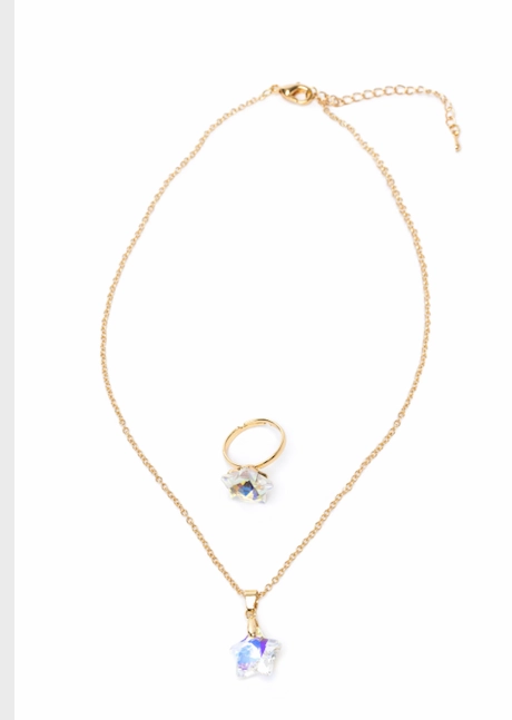Boutique Holographic Star Necklace With Ring Or Earring Set Exploration made fun Smart little ones