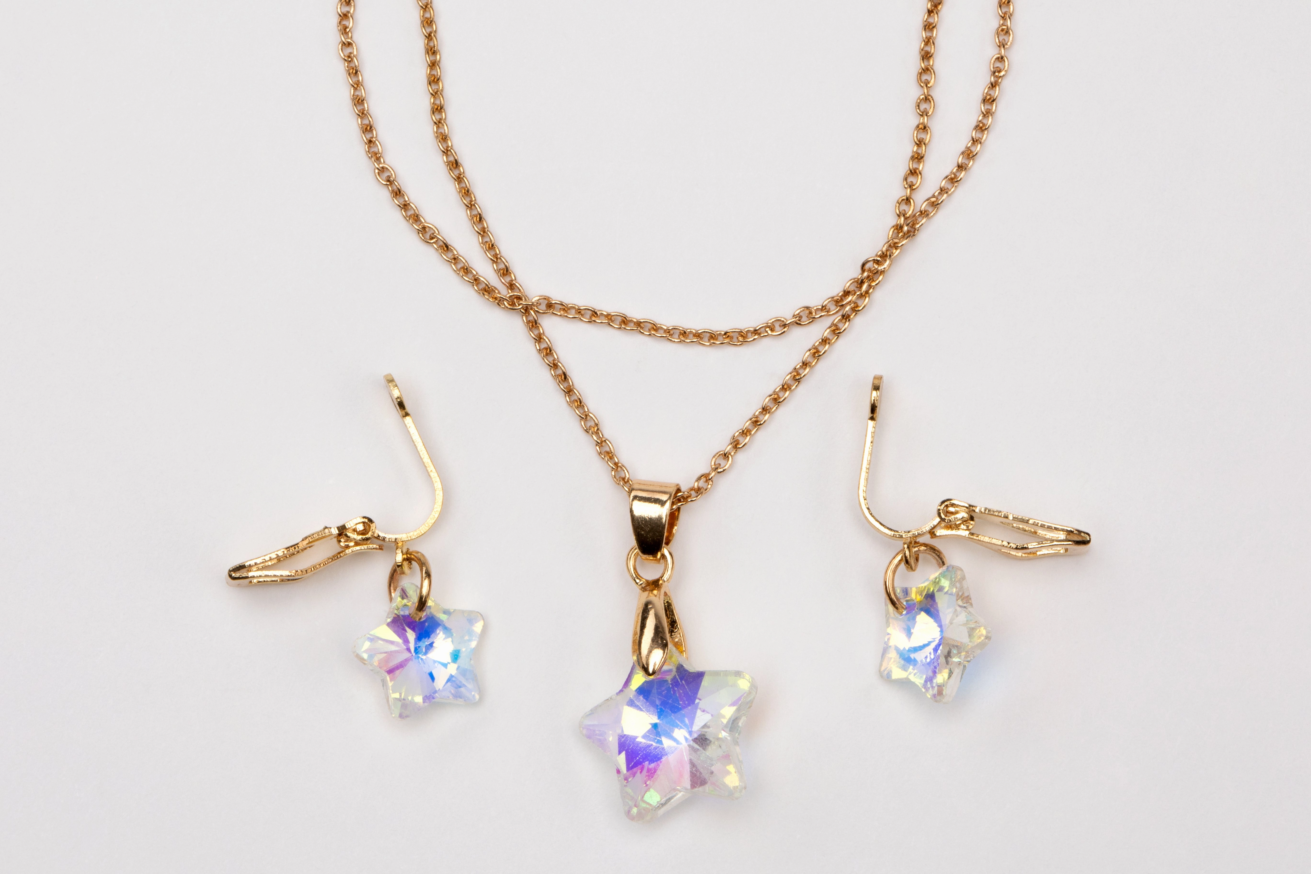 Boutique Holographic Star Necklace With Ring Or Earring Set Young learners Busy kids