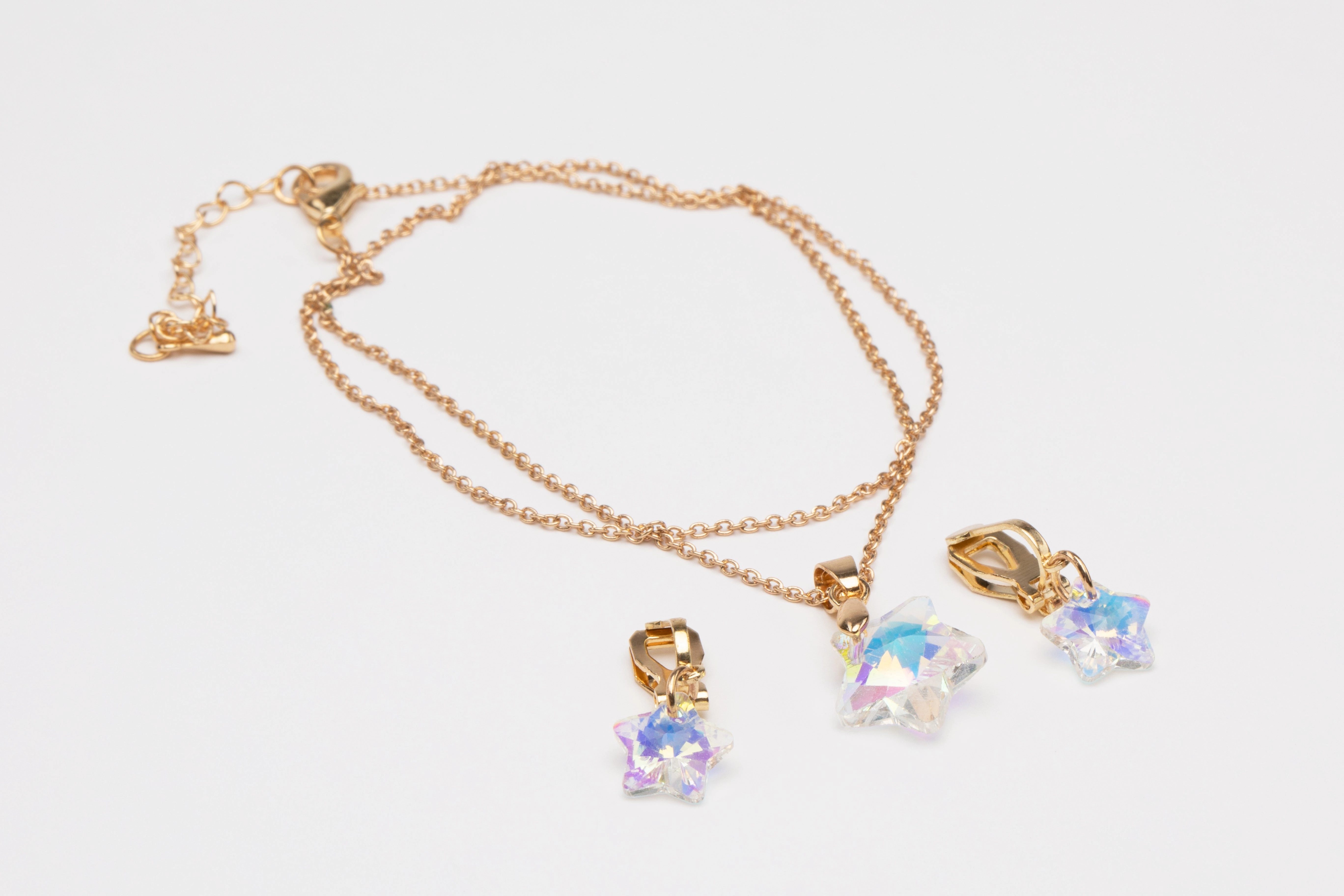 Boutique Holographic Star Necklace With Ring Or Earring Set Busy kids