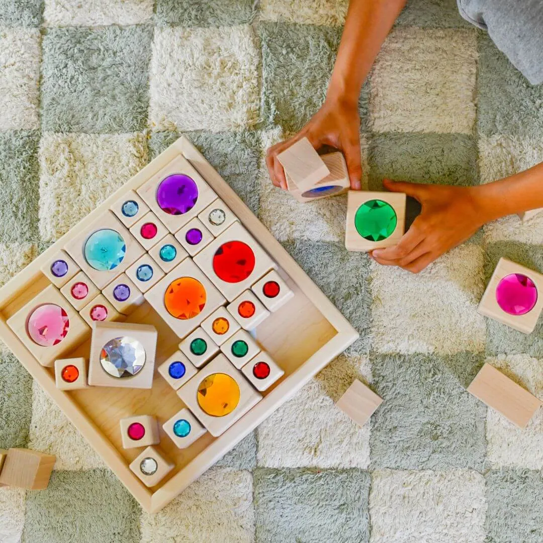 Bright Gem Blocks With Tray - 34 Pc Set Busy kids