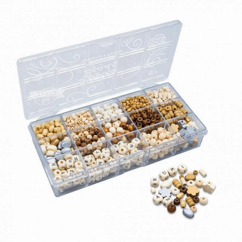 Kid-focused experiences Buki France Box Of Wooden Beads C Natural