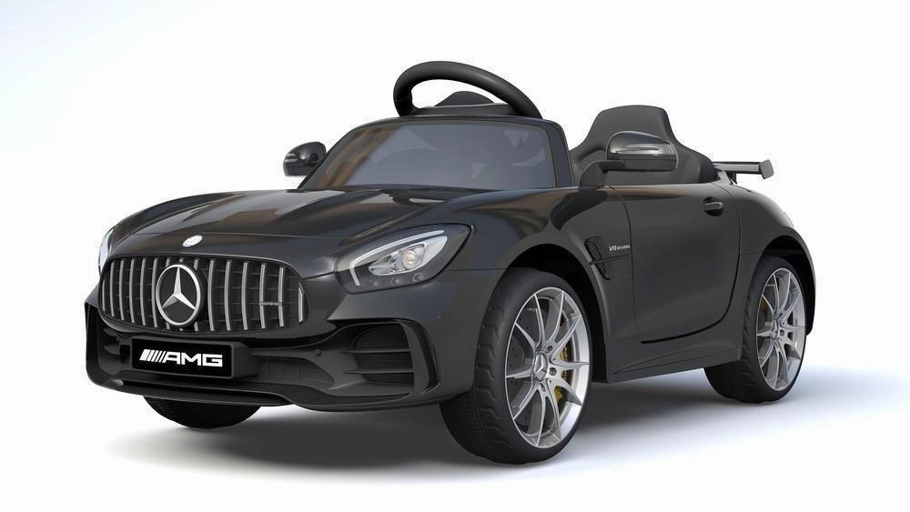 Ricco 6V 4.5A Two Motors Mercedes Benz Gtr Amg Licenced Battery Powered Kids Electric Ride On Toy Car, Black Imaginative play