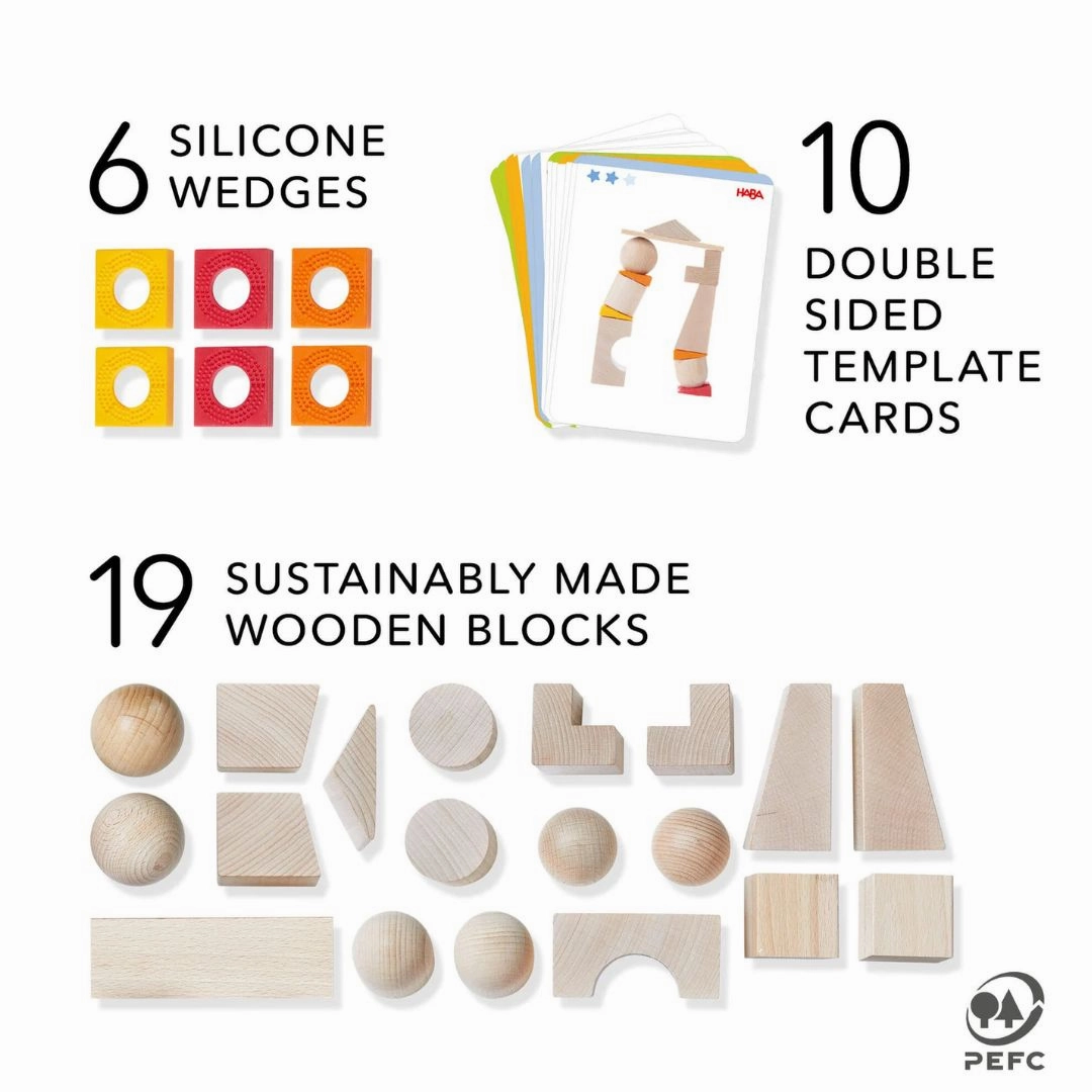 Play-based education Quiet play for growing minds Teetering Towers Wooden Block Set