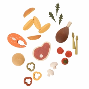 Wooden Dinner Play Food Set Little learners