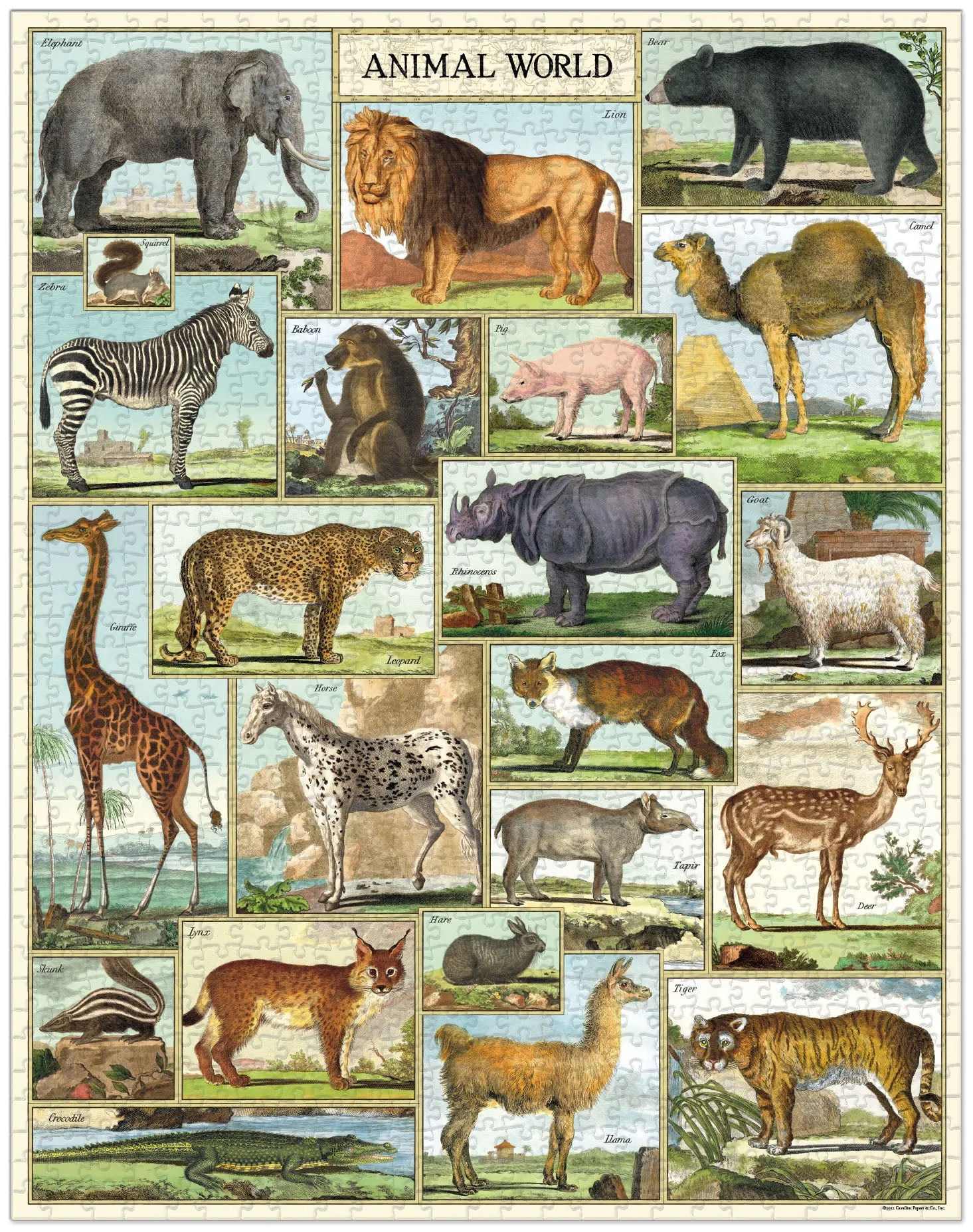 Quiet play for growing minds Young minds at work Cavallini & Co. Animal World 1000 Piece Puzzle
