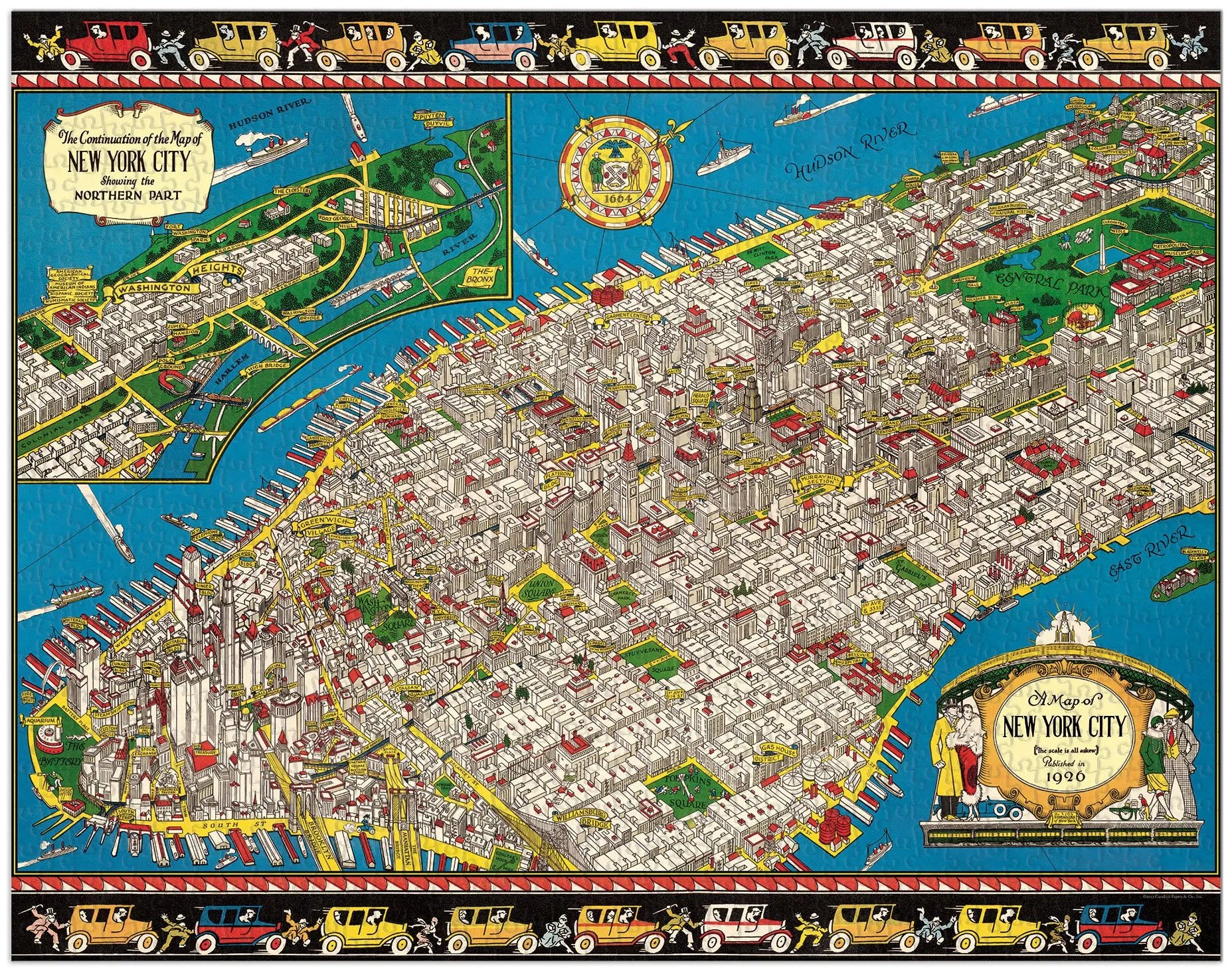 Cavallini & Co. Map Of New York 1000 Piece Puzzle Fun for curious minds