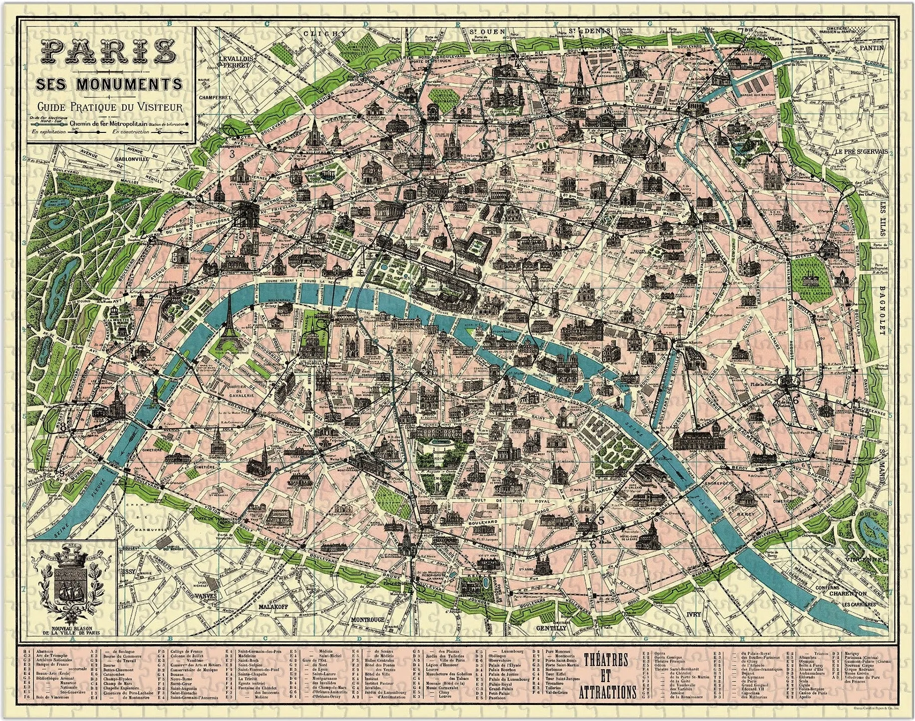 Cavallini & Co. Map Of Paris 1000 Piece Puzzle Playful learning Young learners