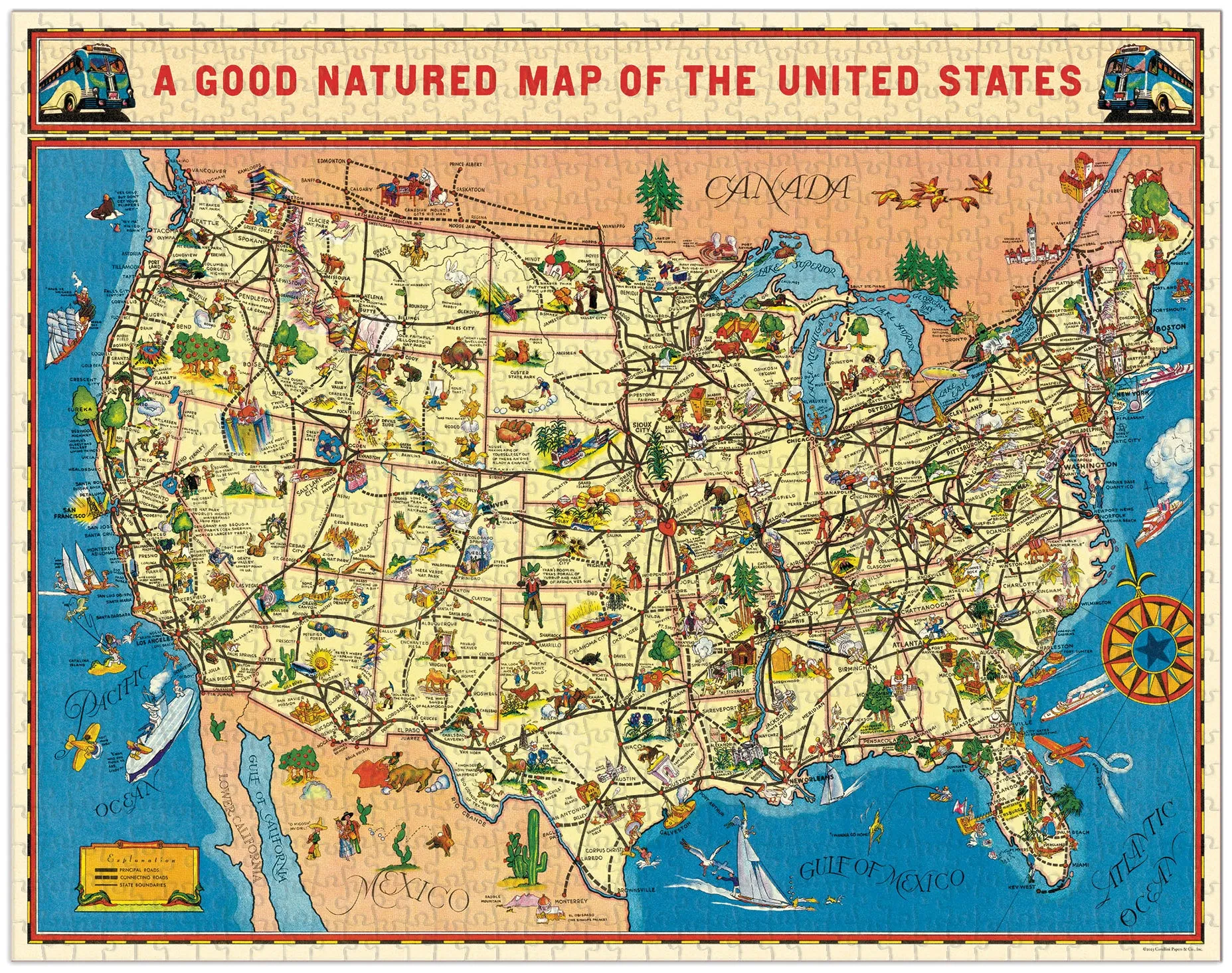 Smart kids gear Happy hands Cavallini & Co. Map Of The United States 1000 Piece Puzzle