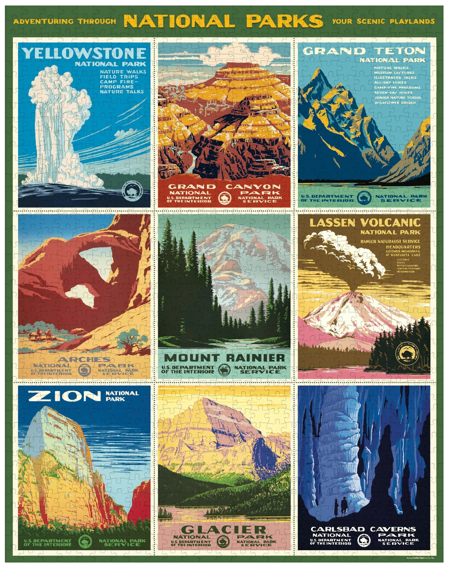 Cavallini & Co. National Parks Posters 1000 Piece Puzzle Play & learn Hands-on discovery