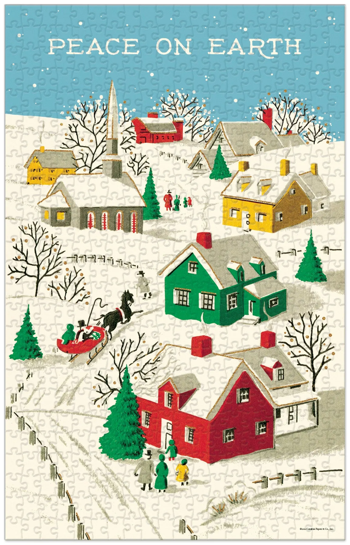 Cavallini & Co. Peace On Earth 500 Piece Holiday Puzzle Mini makers Home learning tools