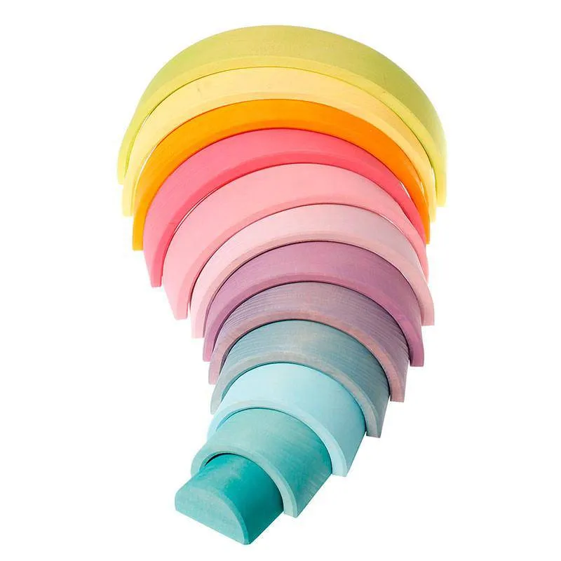 Tiny thinkers Happy hands Pastel Large Wooden Rainbow Tunnel - 12 Piece