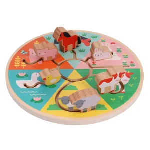 Imaginative play Playroom learning Wooden Toy - Farm Animals Sliding Maze