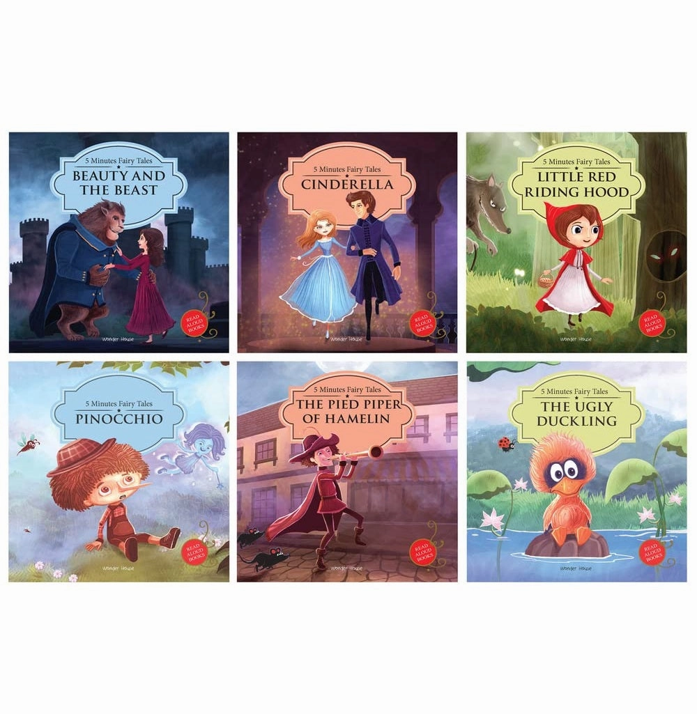 Quiet play for growing minds Learn at home 5 Minutes Fairy Tales Bookset: Giftset Of 6 Board Books For Children (Abridged And Retold) [Board Book] Wonder House Books