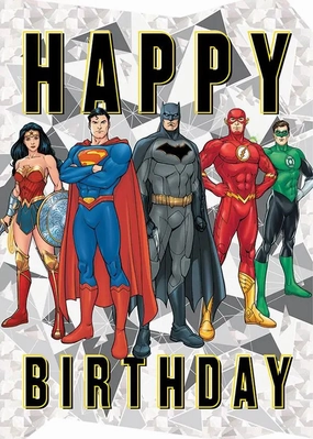 Little hands Smart little ones Justice League Foil Birthday Card