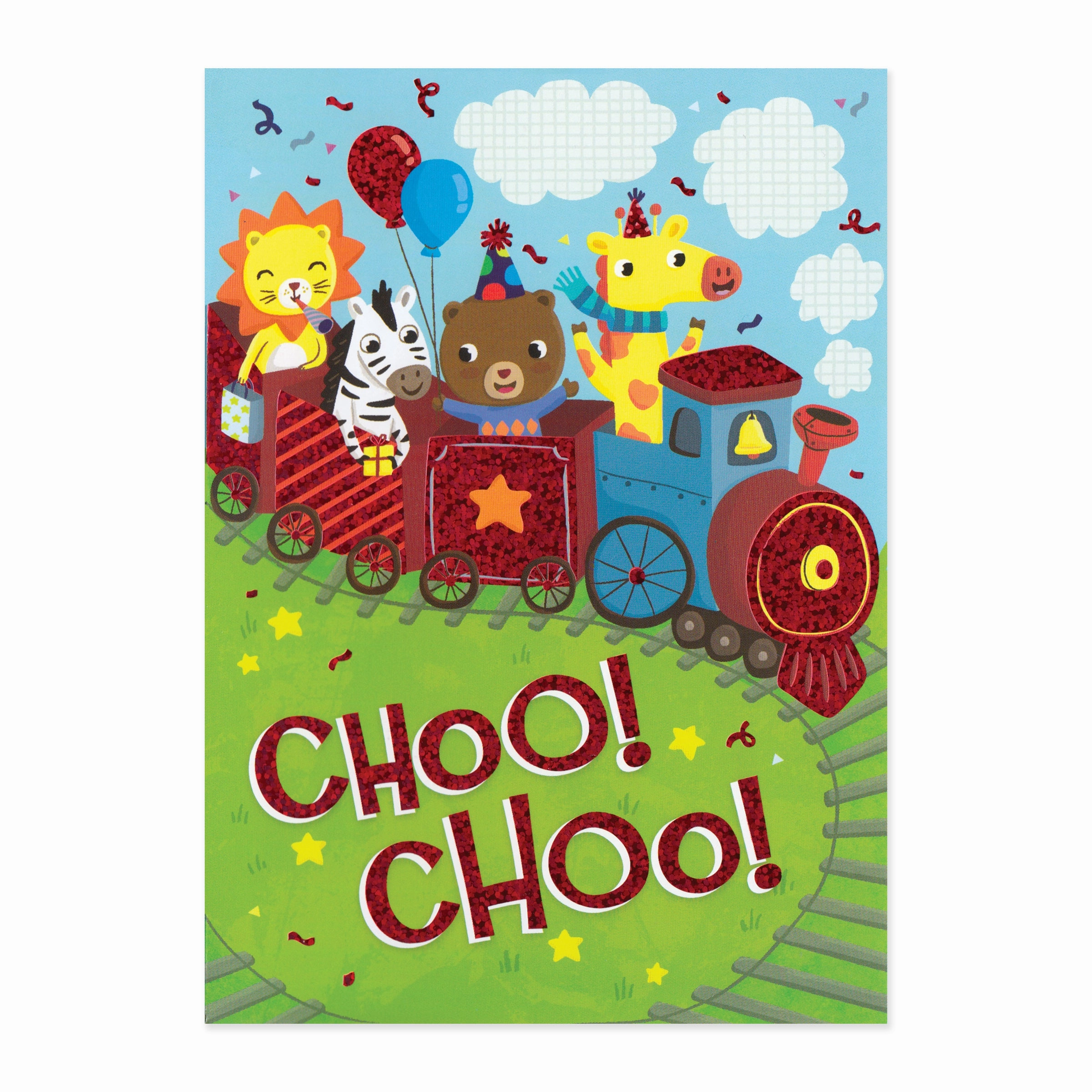 Learning tools Choo Choo Animal Train Birthday Card