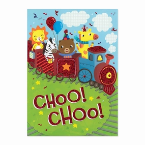 Learning tools Choo Choo Animal Train Birthday Card