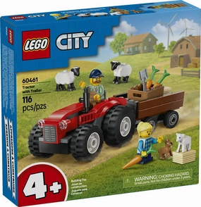 City Red Farm Tractor With Trailer & Sheep Growing minds Little creators