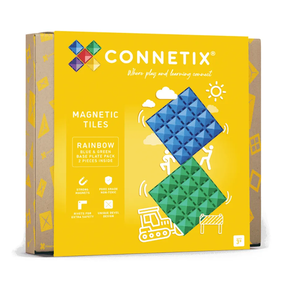 Joyful learning Connetix Blue And Green Base Plate Pack (2 Pc)