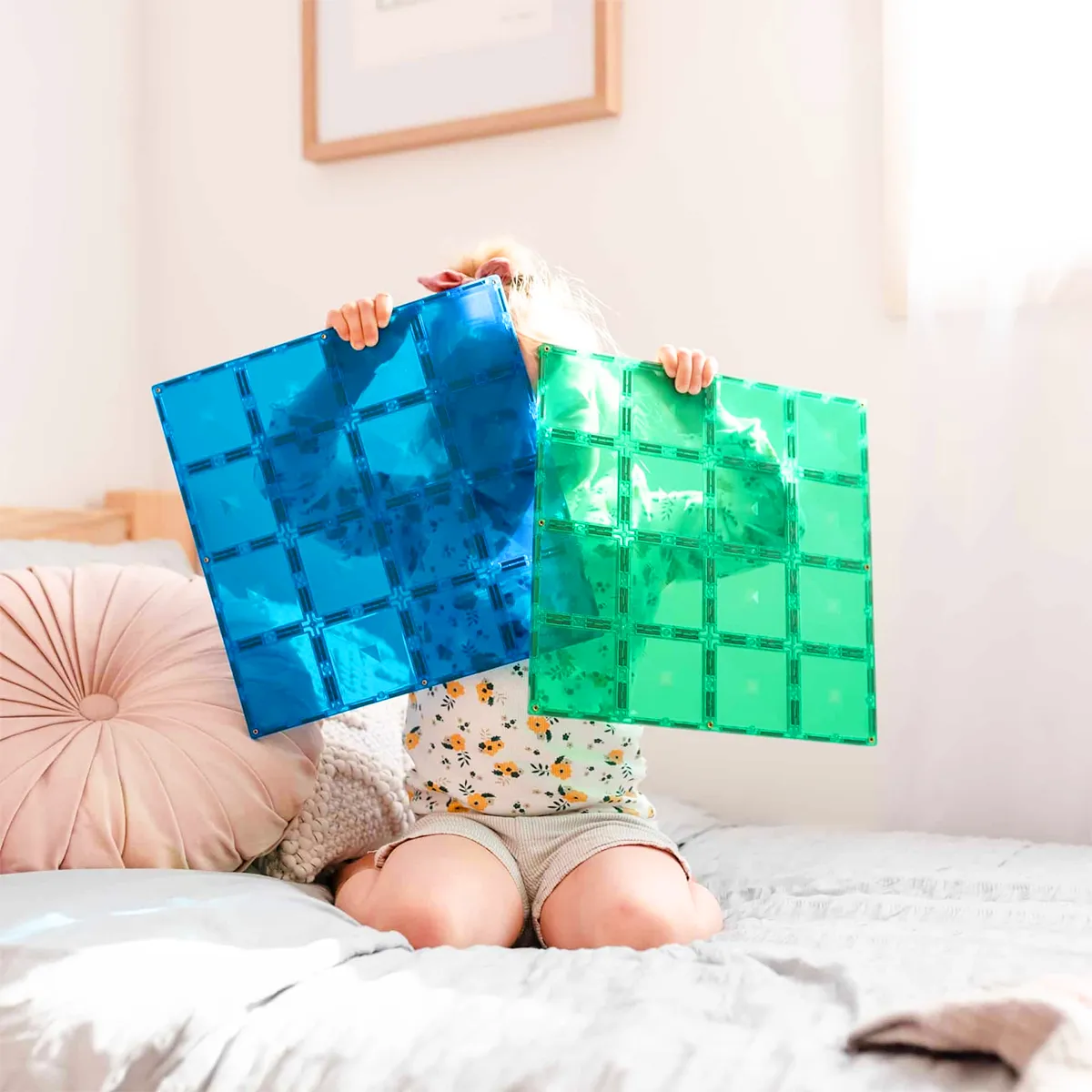 Mindful play Learn at home Connetix Blue And Green Base Plate Pack (2 Pc)