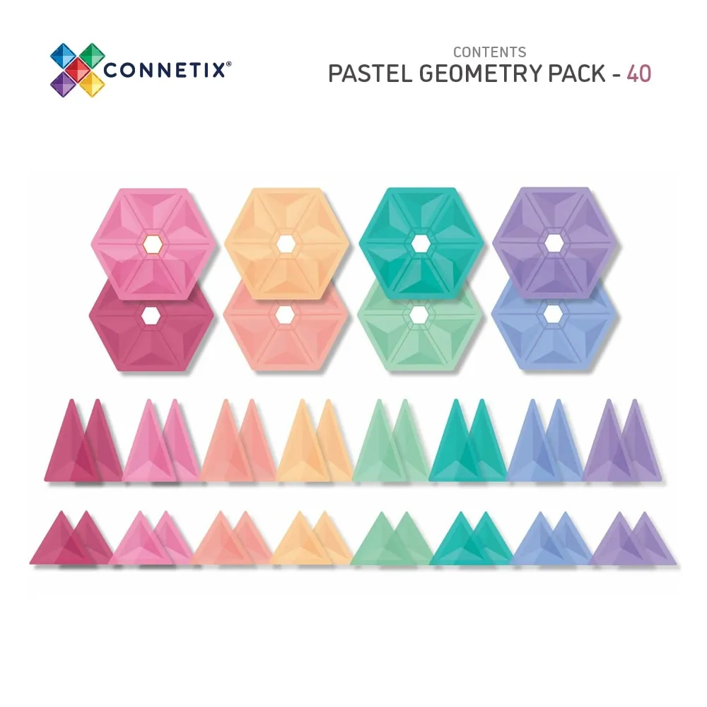 Connetix Pastel Geometry Pack (40 Pc) Smart activities for young learners Exploration gear