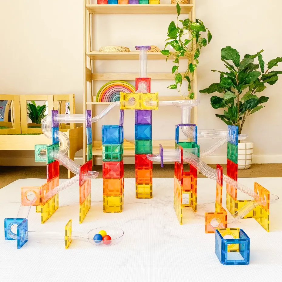 Mindful play Curious minds Connetix Rainbow Ball Run (92 Pc)