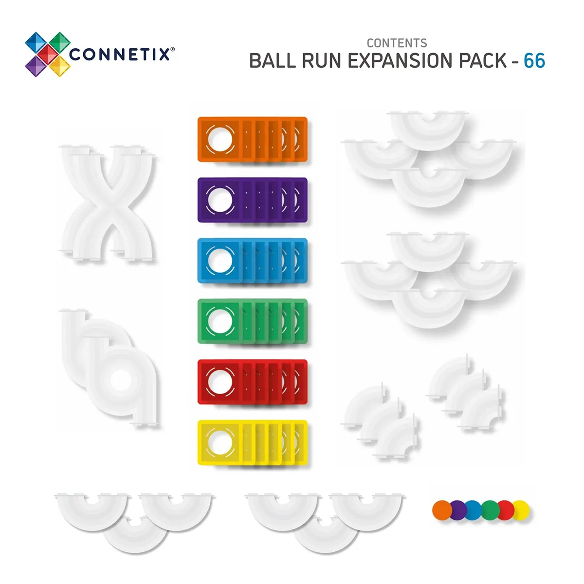 Early learning Connetix Rainbow Ball Run Expansion Pack (66 Pc)