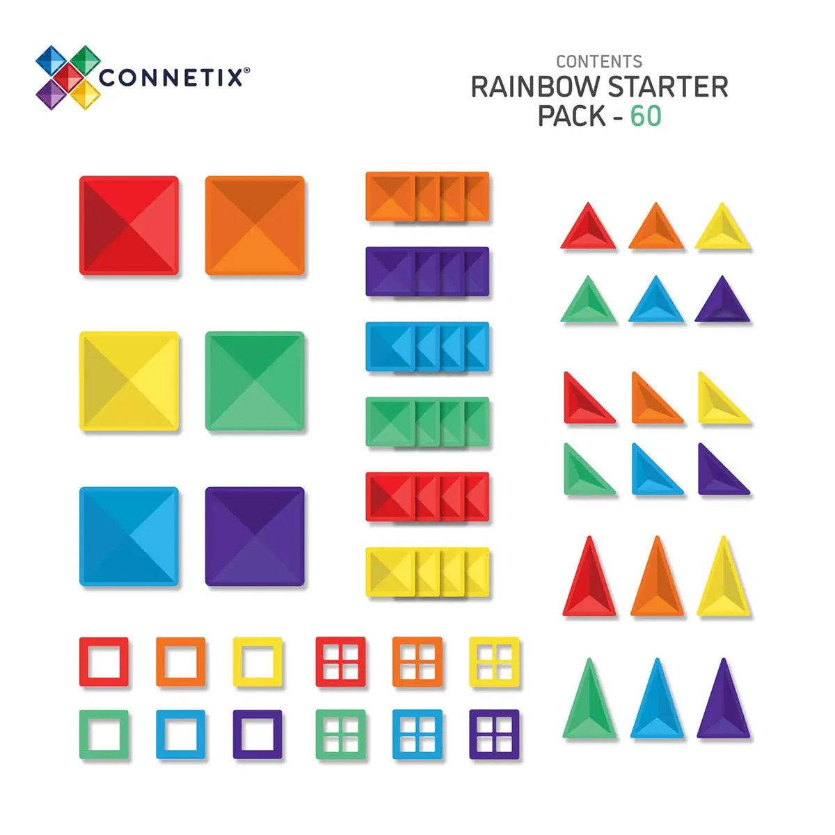 Playroom adventures begin here Little hands Connetix Rainbow Starter Pack (60 Pc)