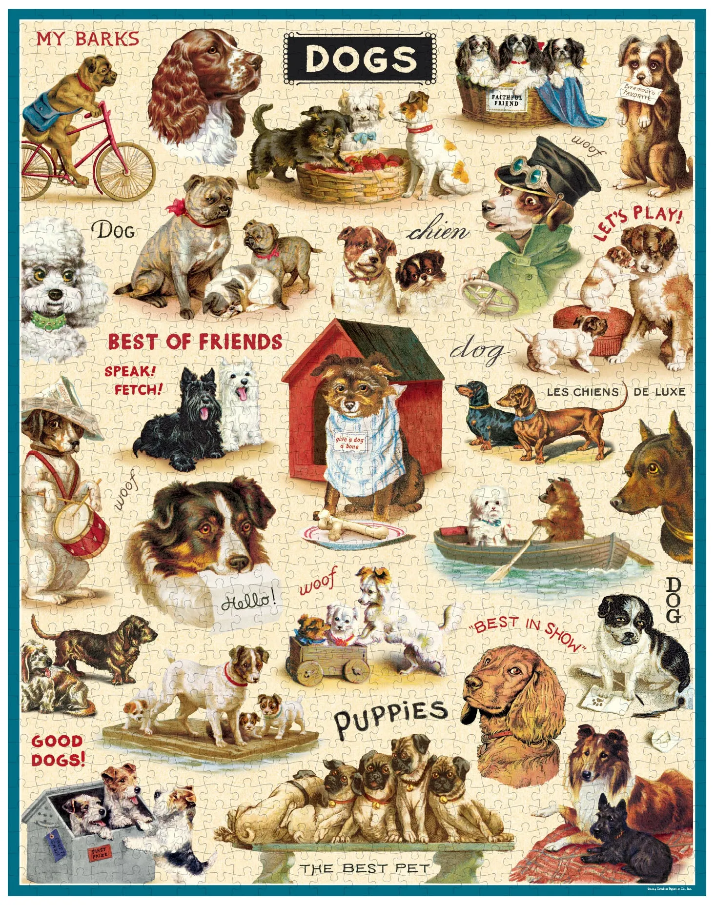 Cavallini & Co. Vintage Dogs Collage 1000 Piece Puzzle Busy kids Little creators